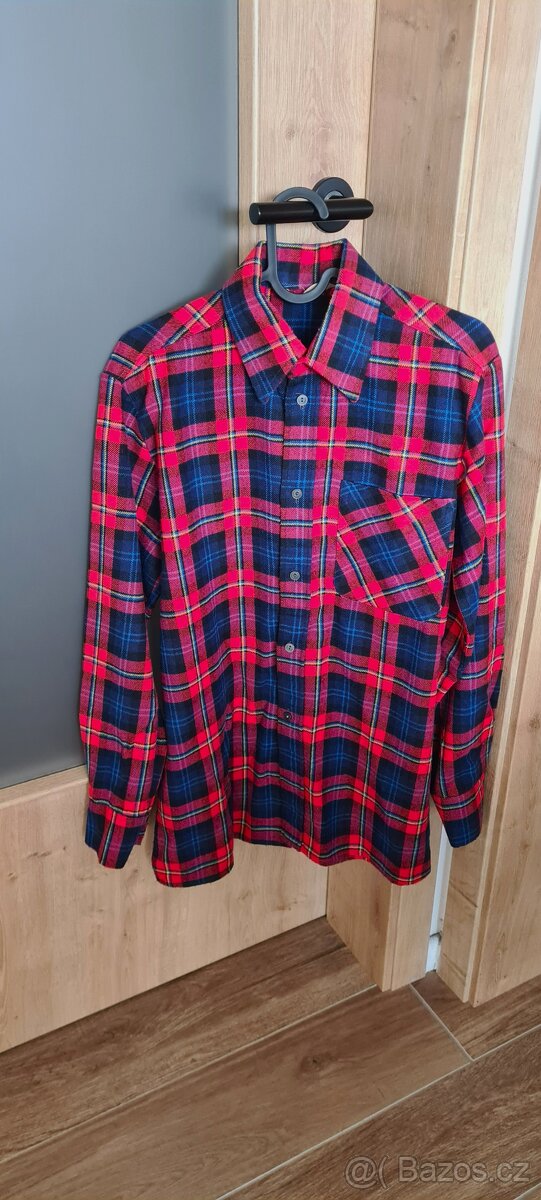 Vintage kostkovaná červenomodrá flanelová košile