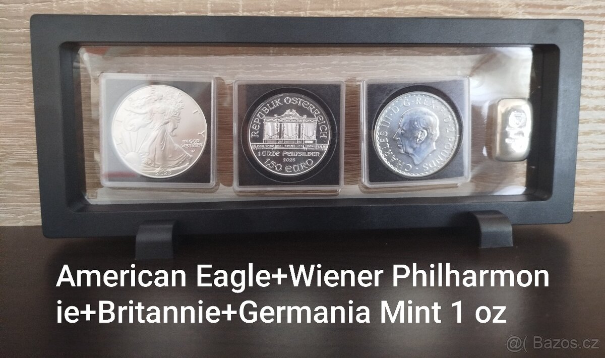 Set investičních stříbrných mincí + slitek Germania Mint .