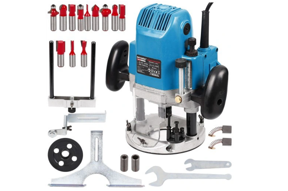 HORNÍ FRÉZA 2900W stopka 6mm, 8mm a12mm + 12 kusů frézovacíc
