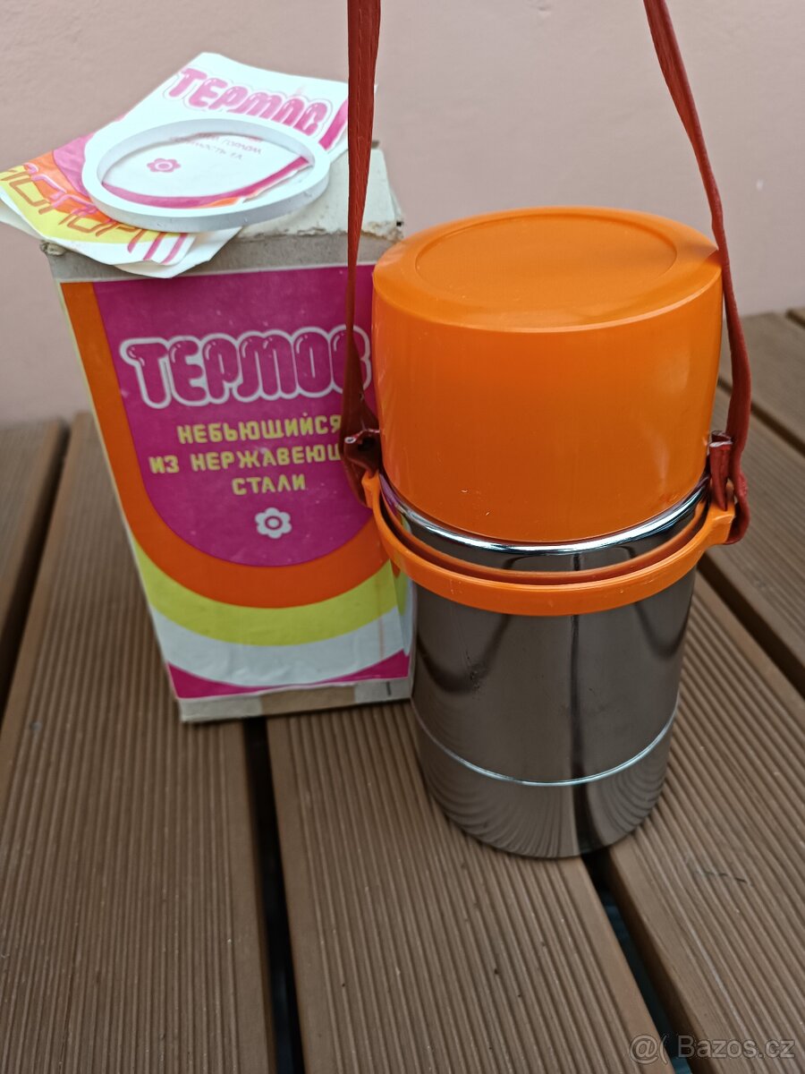 Retro termoska s širokým hrdlem + originální krabice.