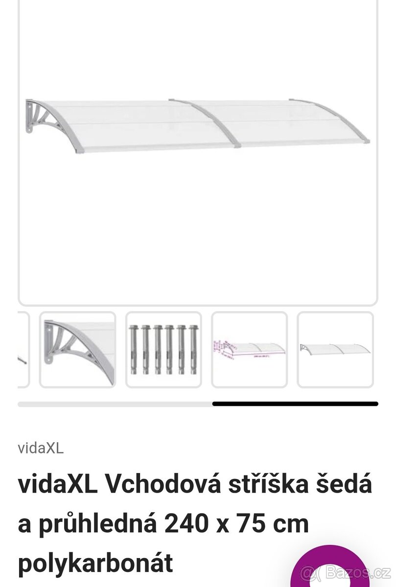 Polykarbonátový přístřešek nad vchodové dveře