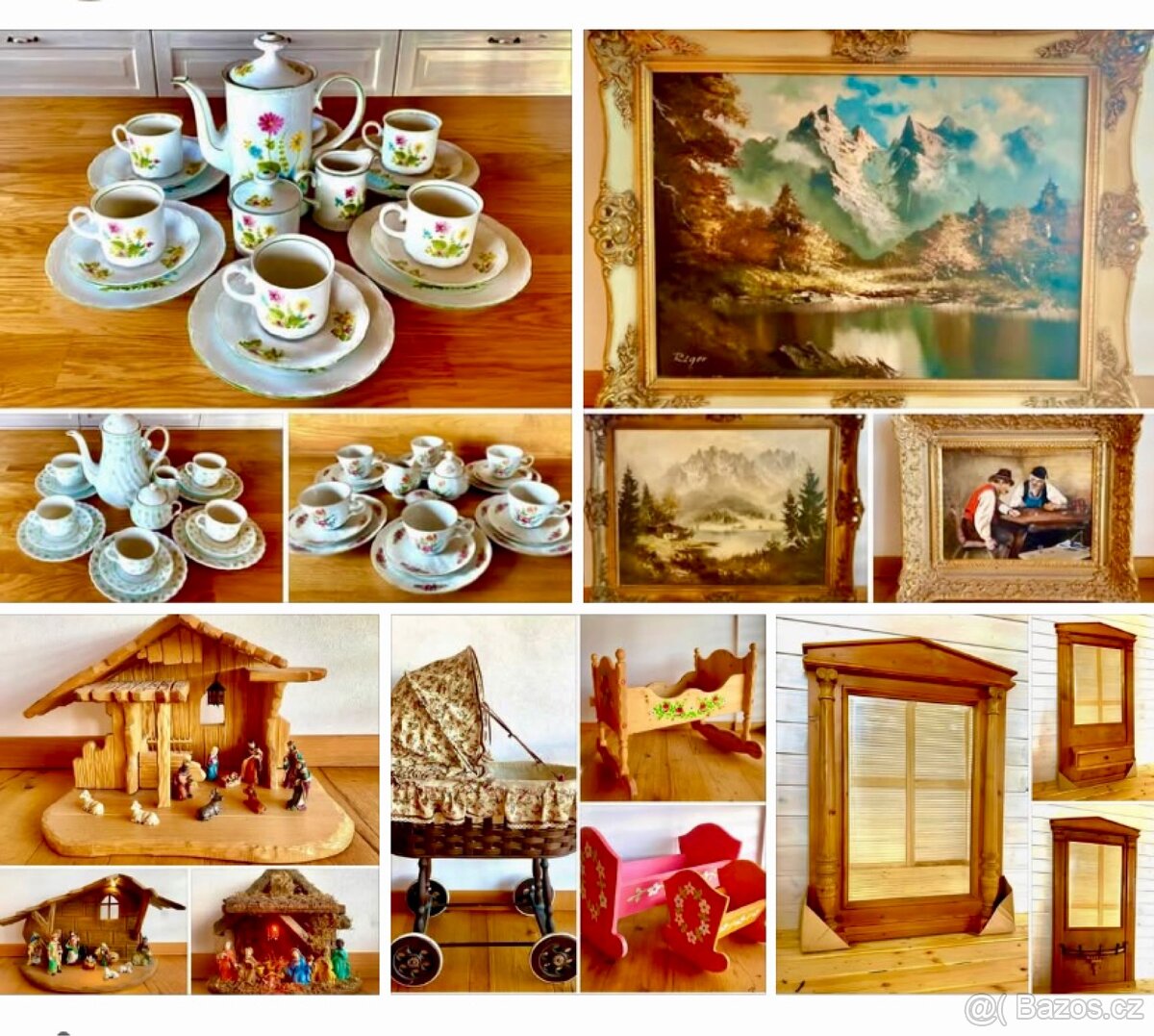 Staré lampy, obrazy, dekorace, betlémy a jiné