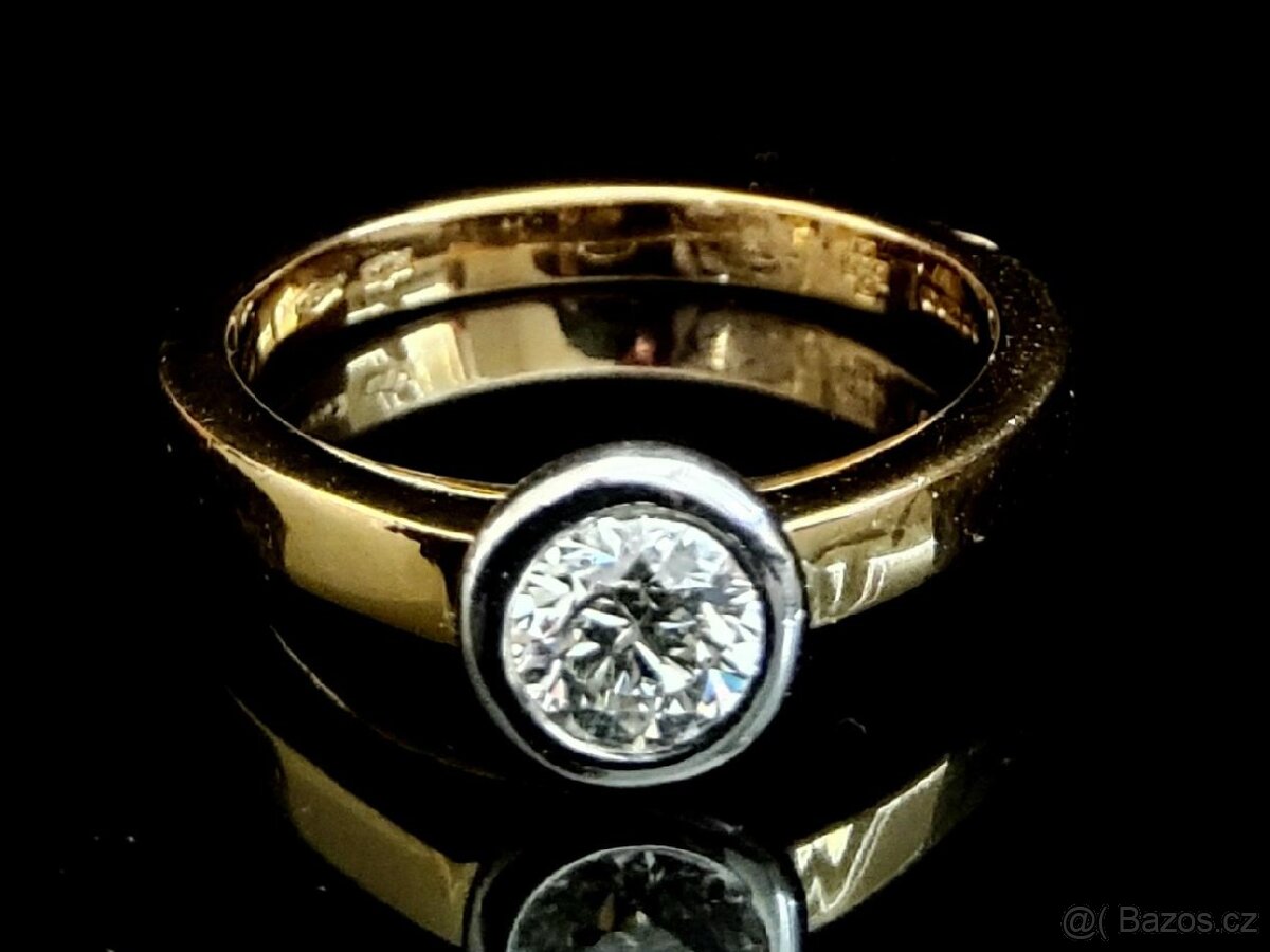 ZLATÝ DIAMANTOVÝ PRSTEN SOLITÉR 0.41 CT