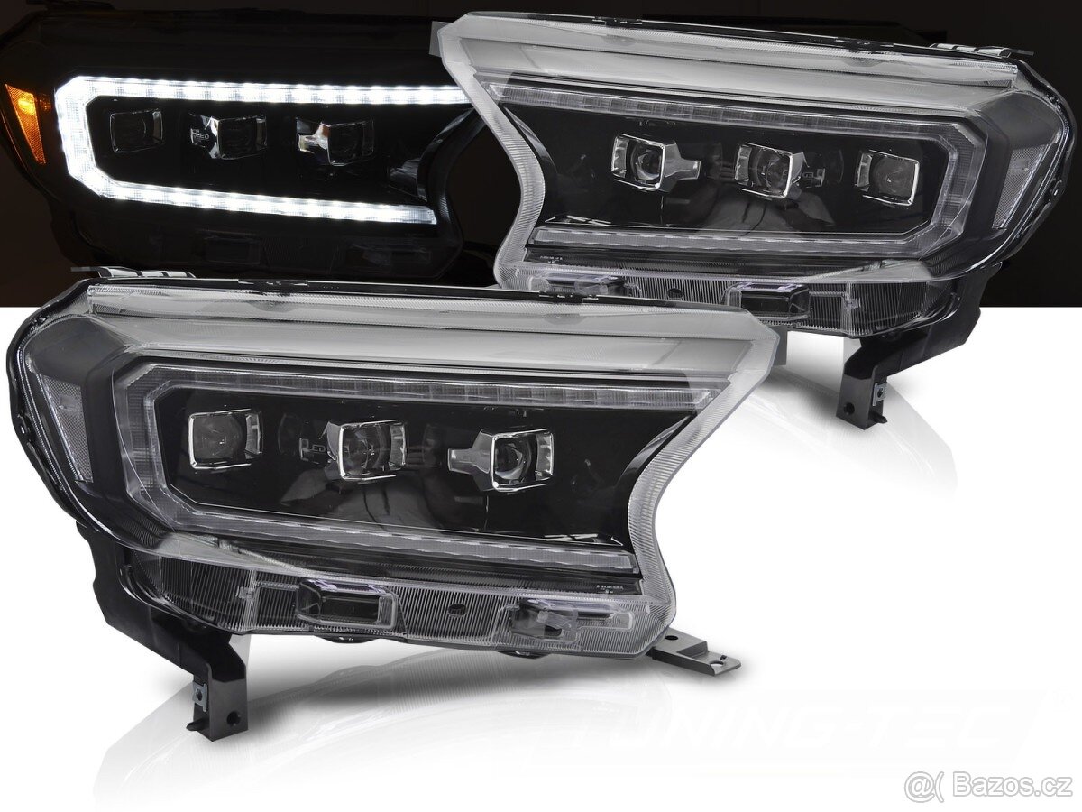 Přední světla Ford Ranger V 16-22 černé TRU LED DRL