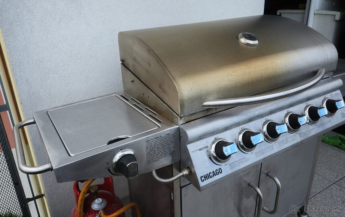 Plynový nerezový BBQ gril se 6 hořáky+bočním hořákem CHICAGO