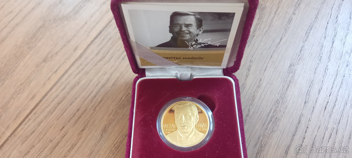 Zlatá pamětní medaile Václav Havel 2012 1/2oz 999,9 Au proof