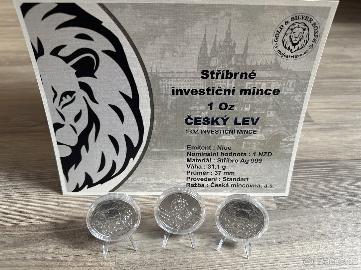 investiční stříbrná mince 1 Oz Český lev 2023 BU