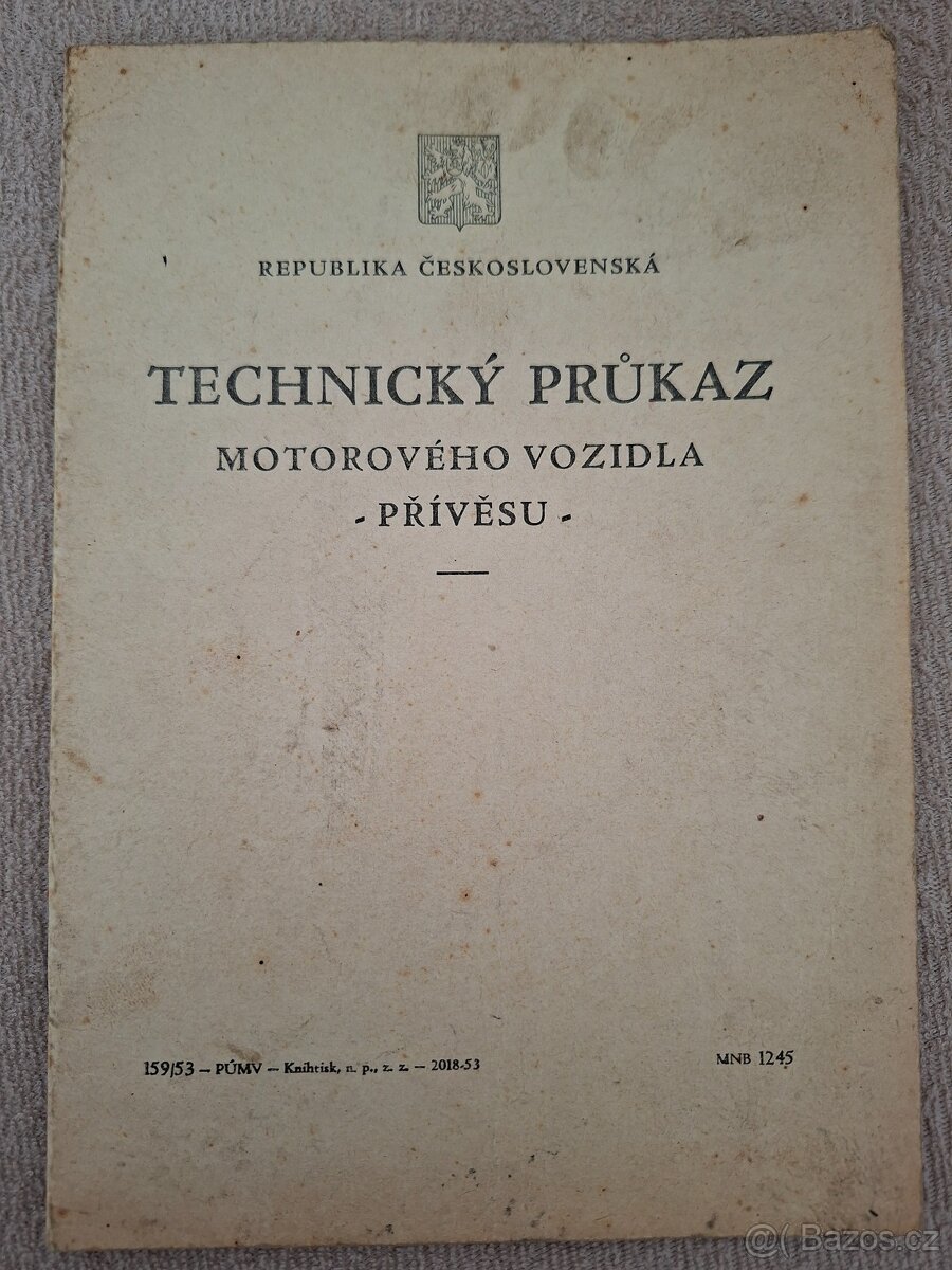Technický průkaz Jawa 350 OHV rok 1937