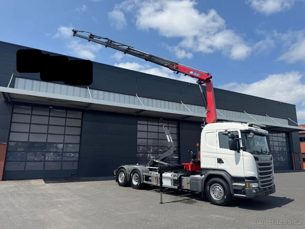 Scania G 410 LB-6x2–Hákový nosič kontejnerů+HR-HMF 2620 K5