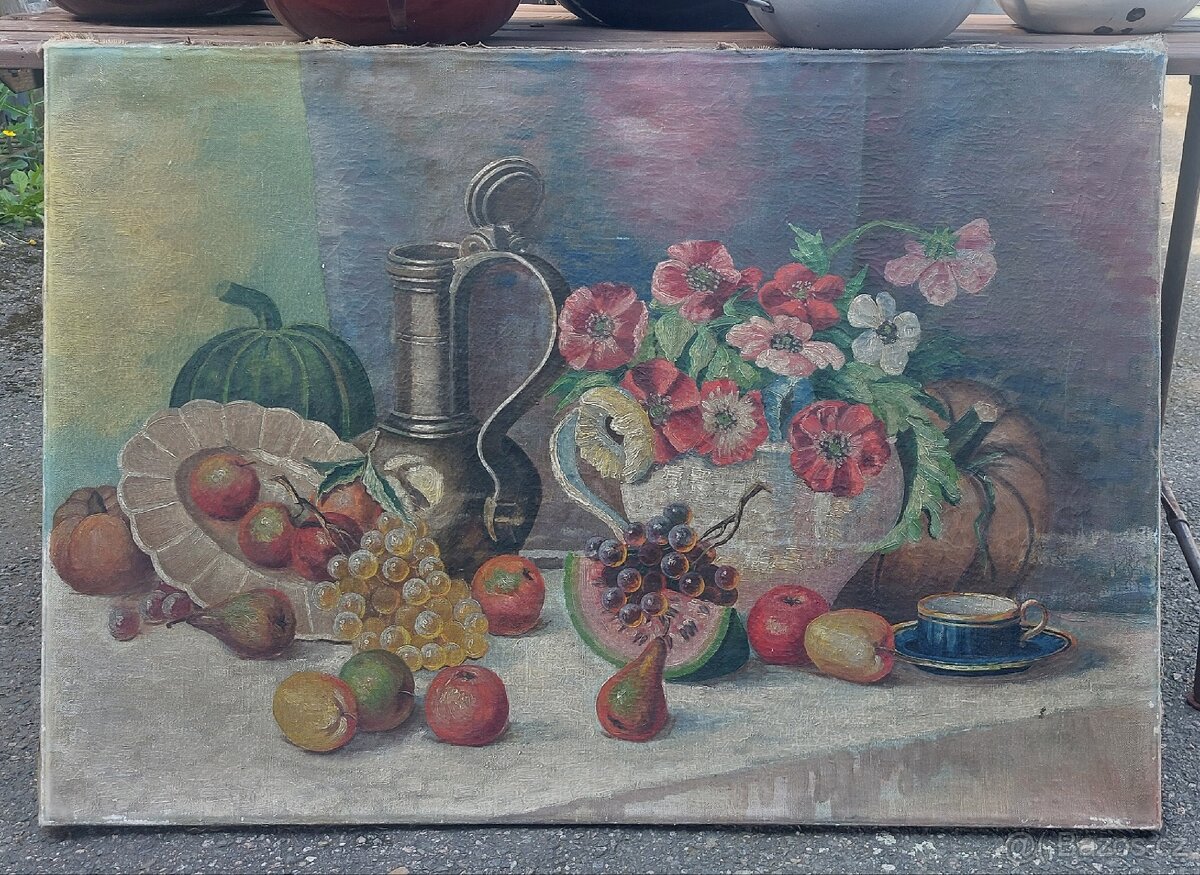 Obraz Zátiší s ovocem a květinami Joža Beneš 1935