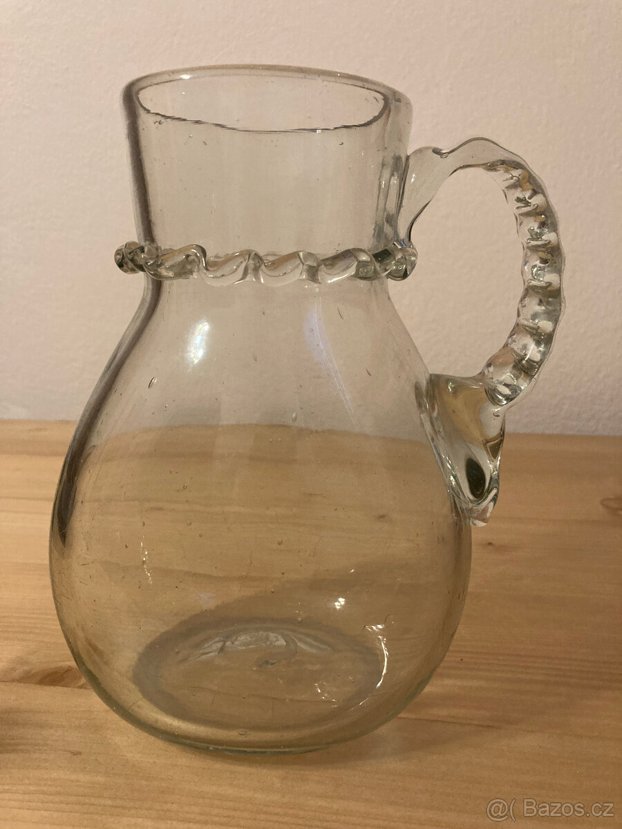 Starožitný skleněný džbán Biedermeier 1. pol. 19. století