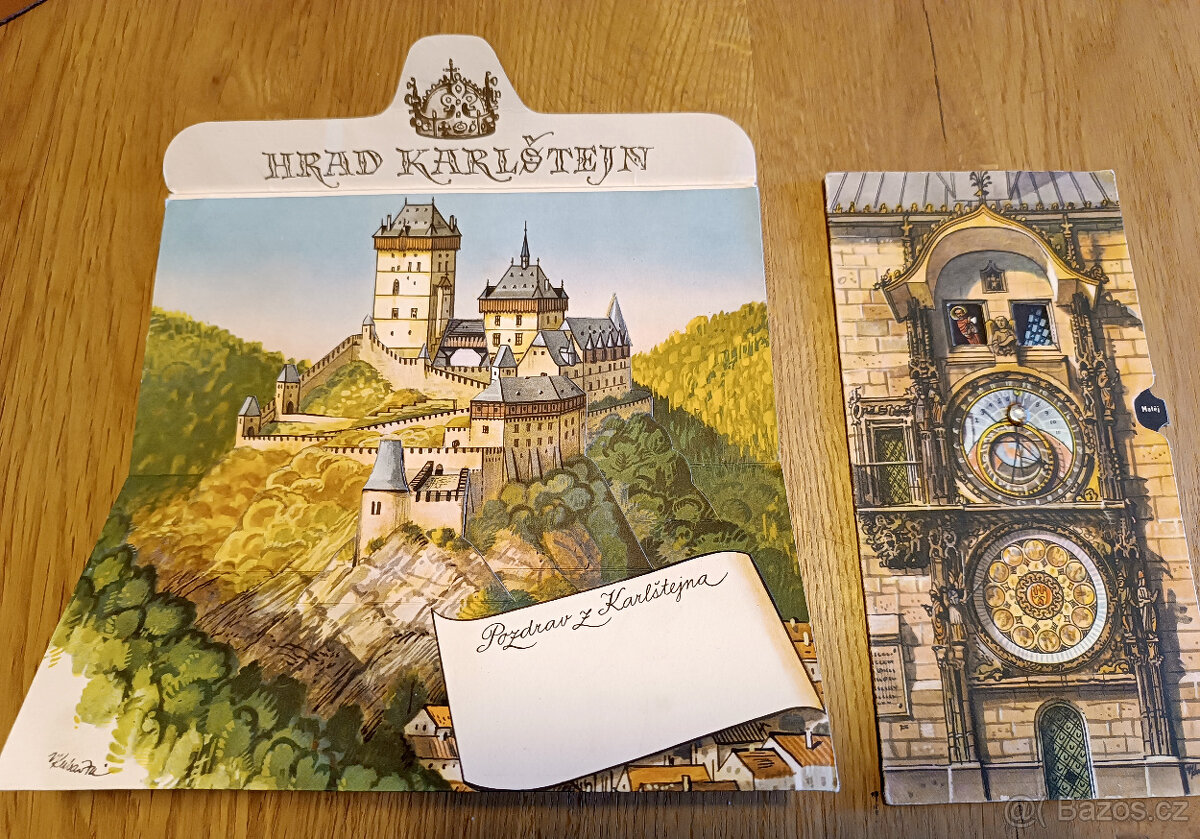 Vojtěch Kubašta 2x retro pohlednice staré leporelo