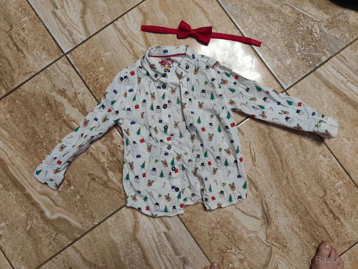 Vánoční košile s mašličkou FF 116 5-6let