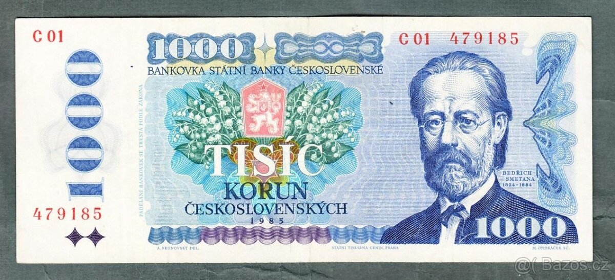 1000 kčs 1985 Smetana serie C01 