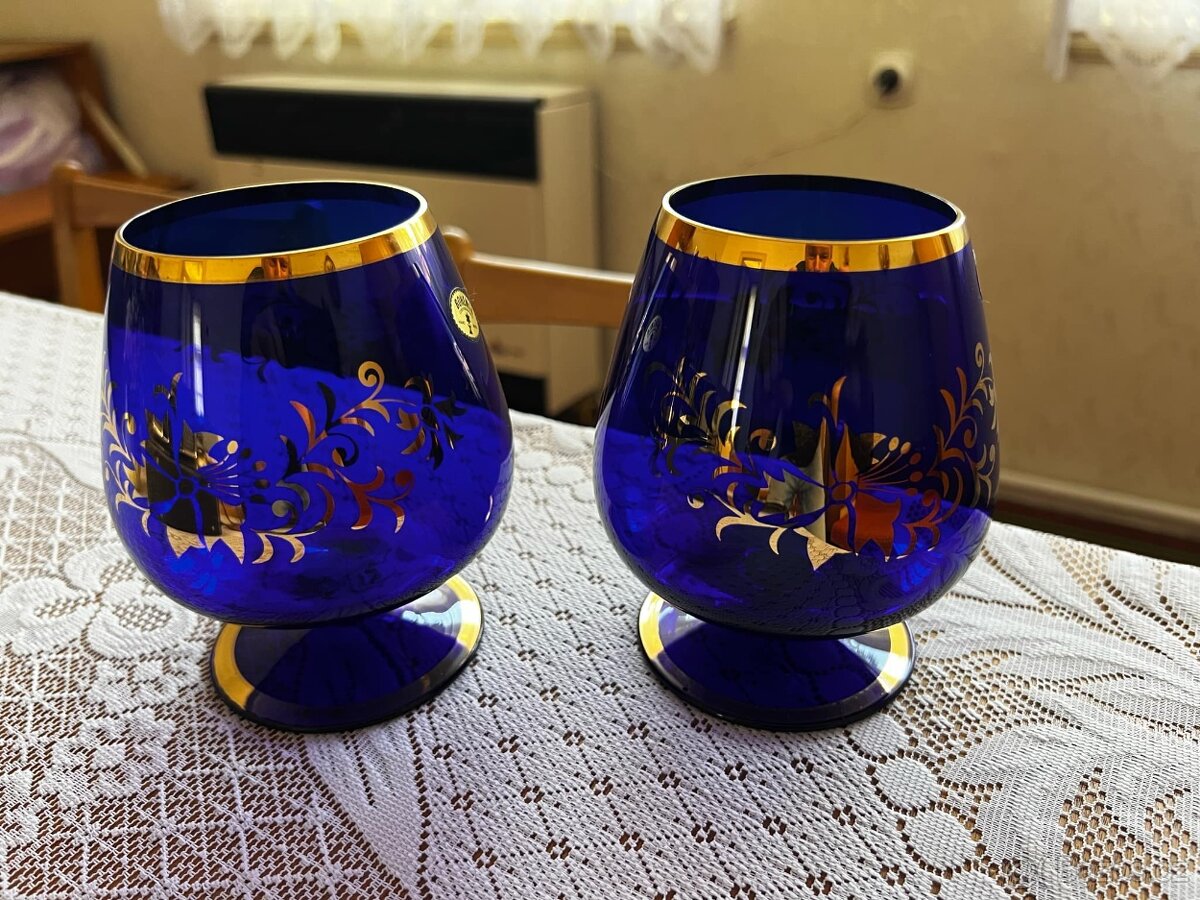 Staré skleničky na koňak (Bohemia kristal) - 2 kusy