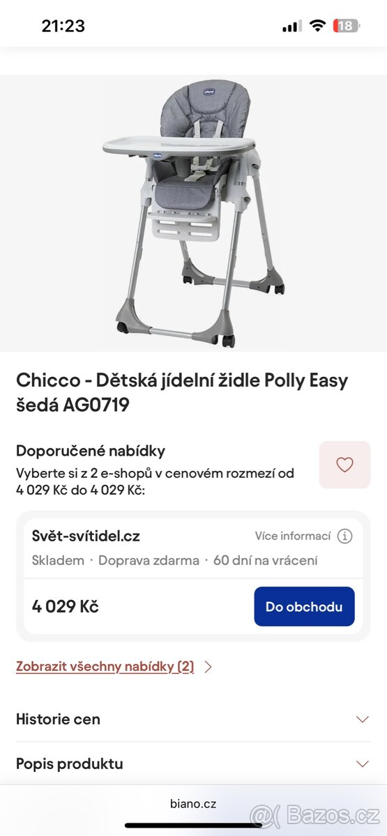 Chicco detska jidelni zidle