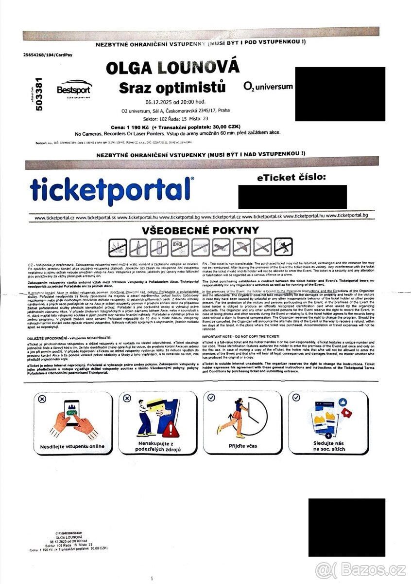 Vstupenka na koncert Olgy Lounové Sraz Optimistů