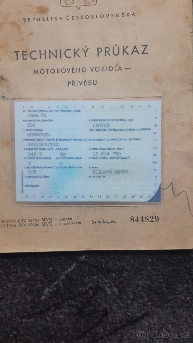 jawa 250/353 Doklady