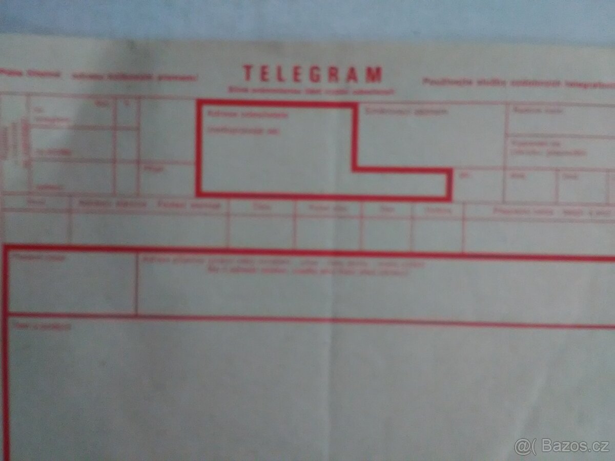 Prodám tiskopis "telegram", pohlednice,,,