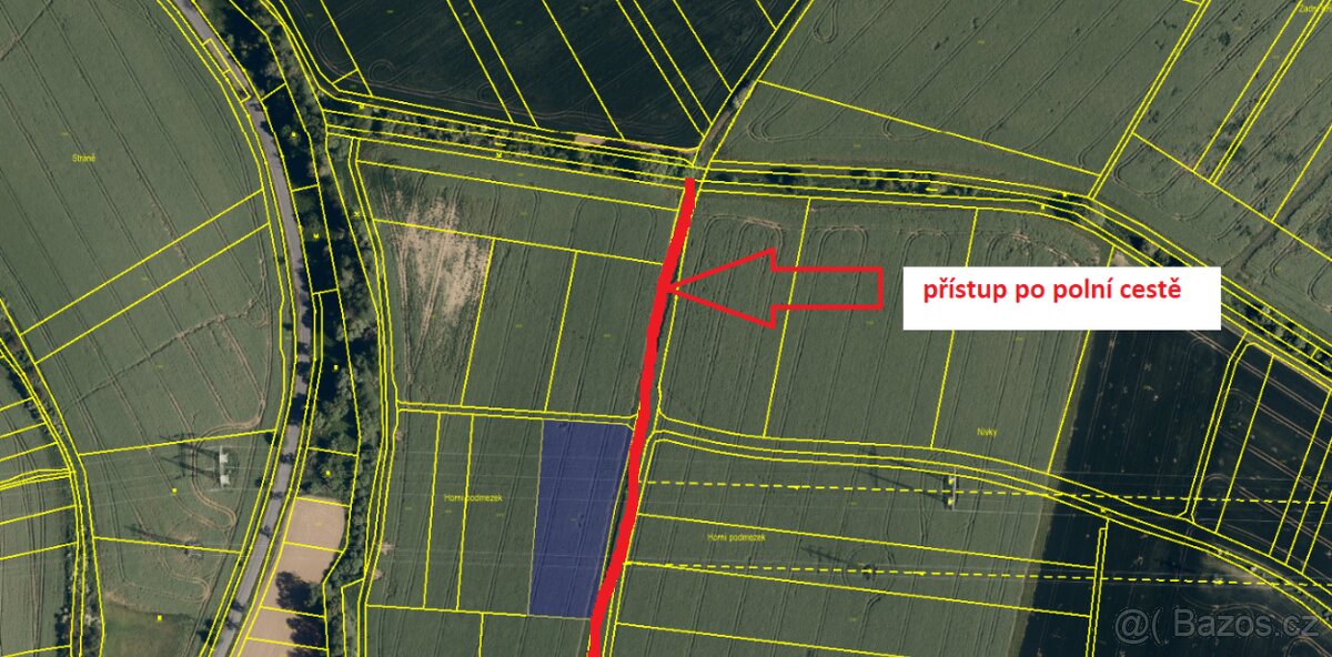 orná půda 5000m2 bez nájemce, přístup po polňačce
