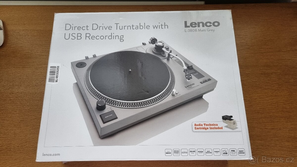Nový gramofon Lenco L-3808 v barvě matt grey