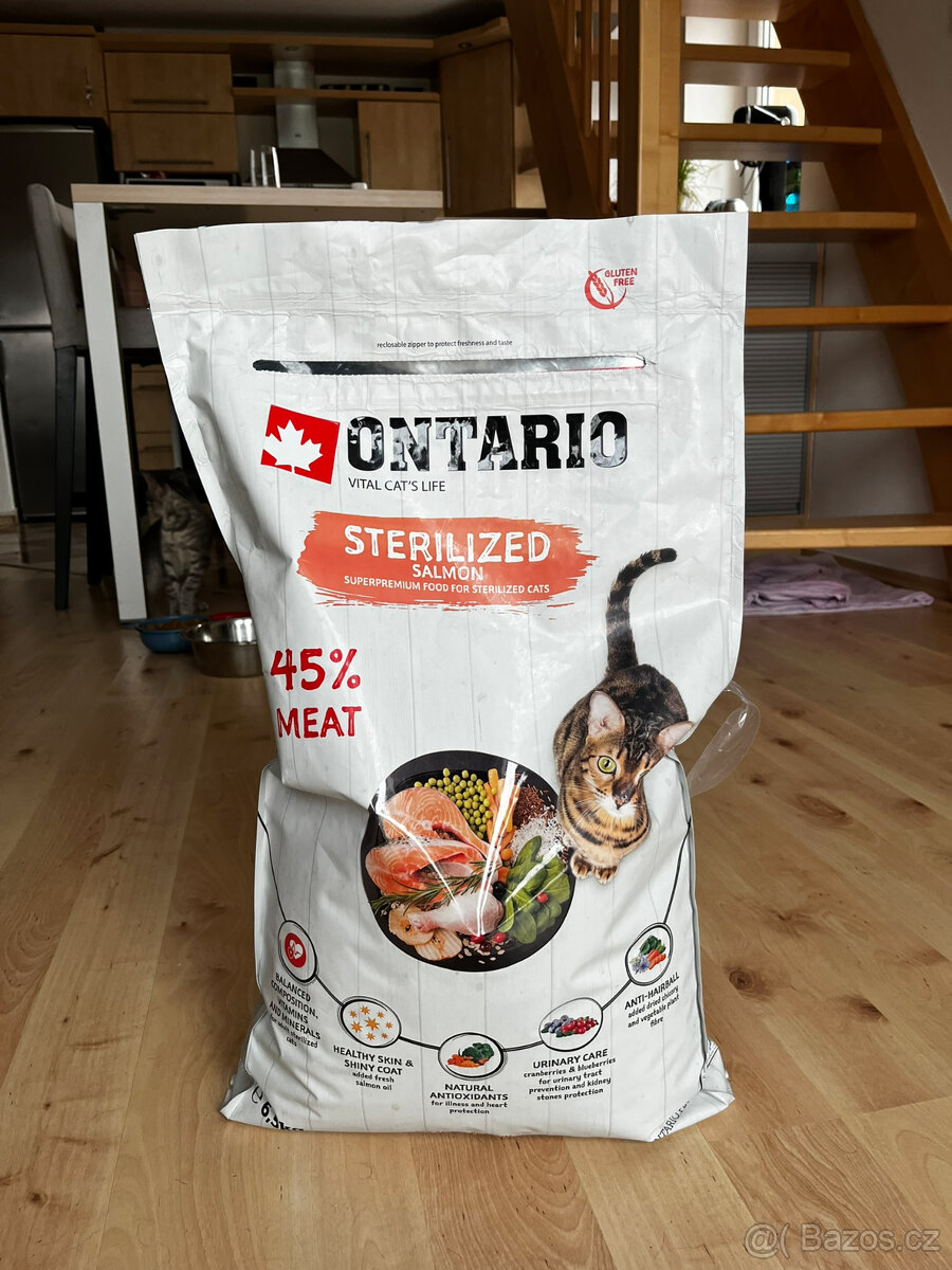 Granule pro kočky Ontario Cat Sterilised Salmon 6,5 kg