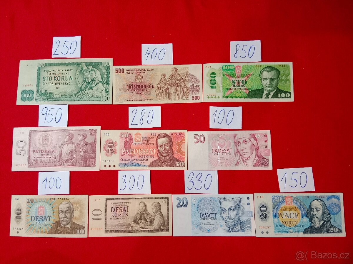 RETRO Československé bankovky 10 ks