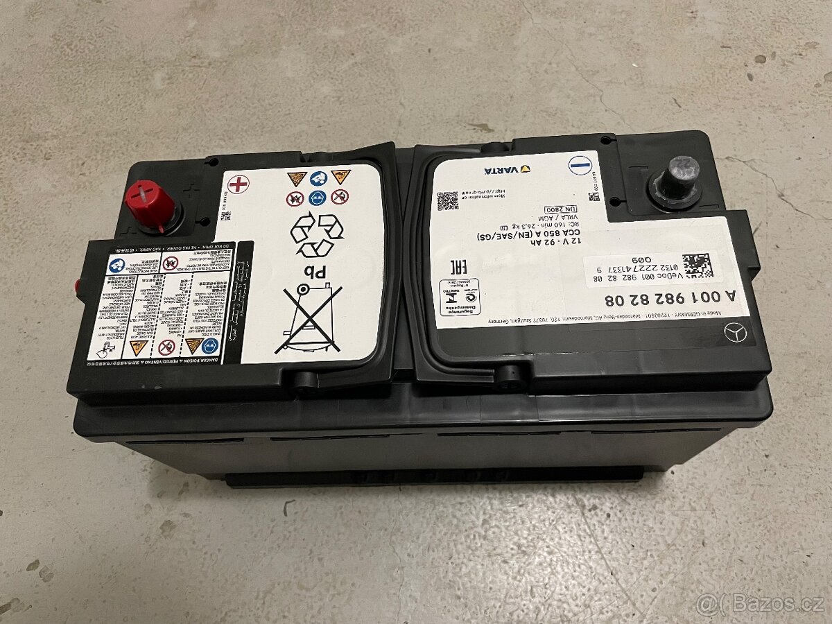 Autobaterie Mercedes Benz AGM 92ah 850A