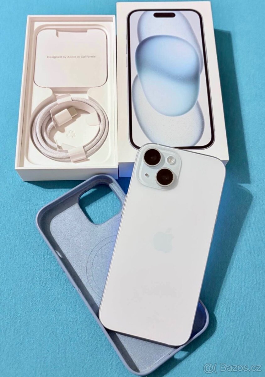 iPhone 15 Blue BATERIE 100% TOP