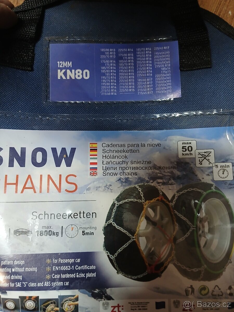 Sněhové řetězy, nepoužité, velmi levně