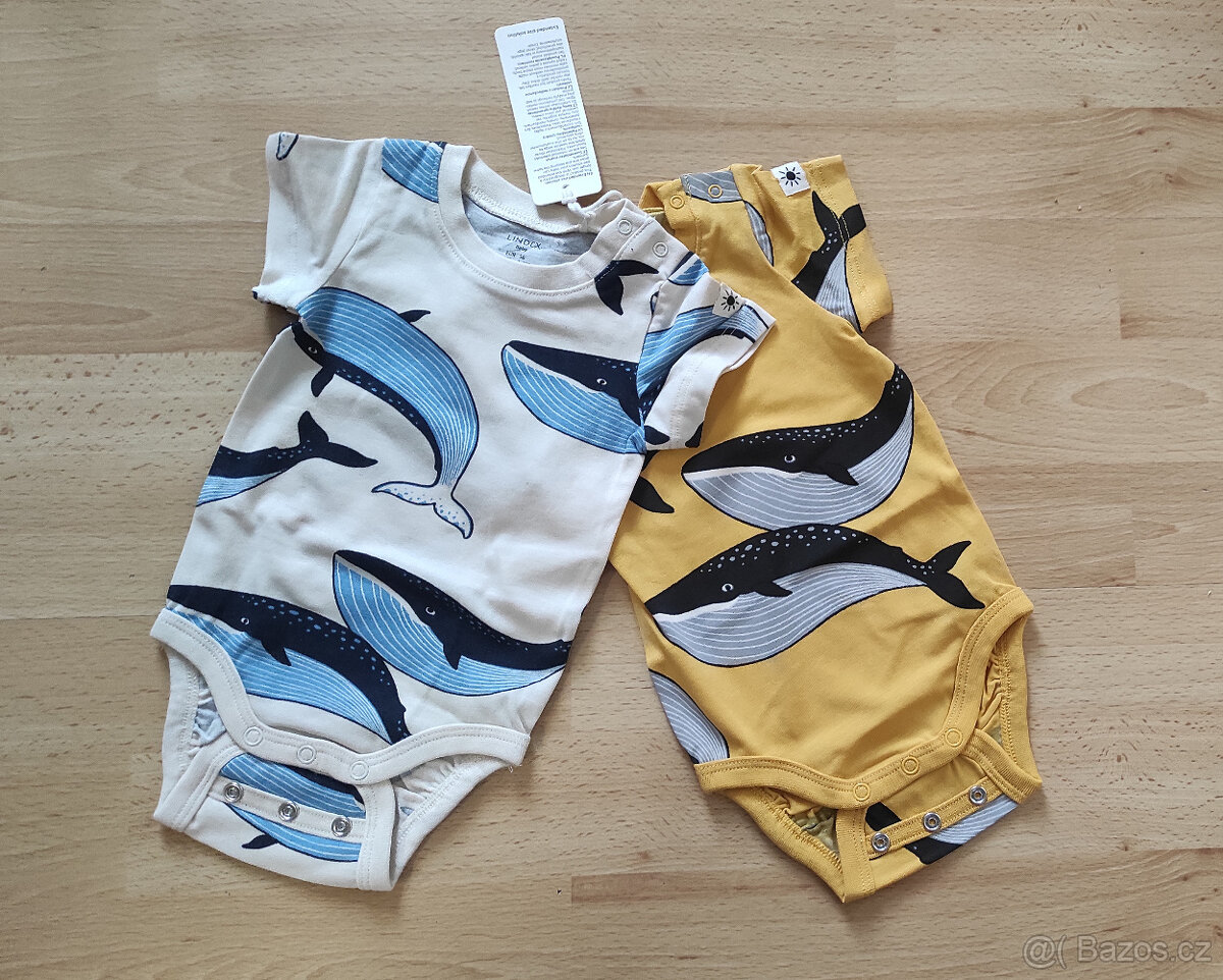 Set dvou body Lindex s velrybami vel. 56