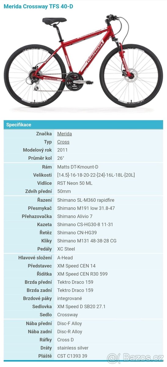 Jízdní kolo Merida Crossway TFS 40-D