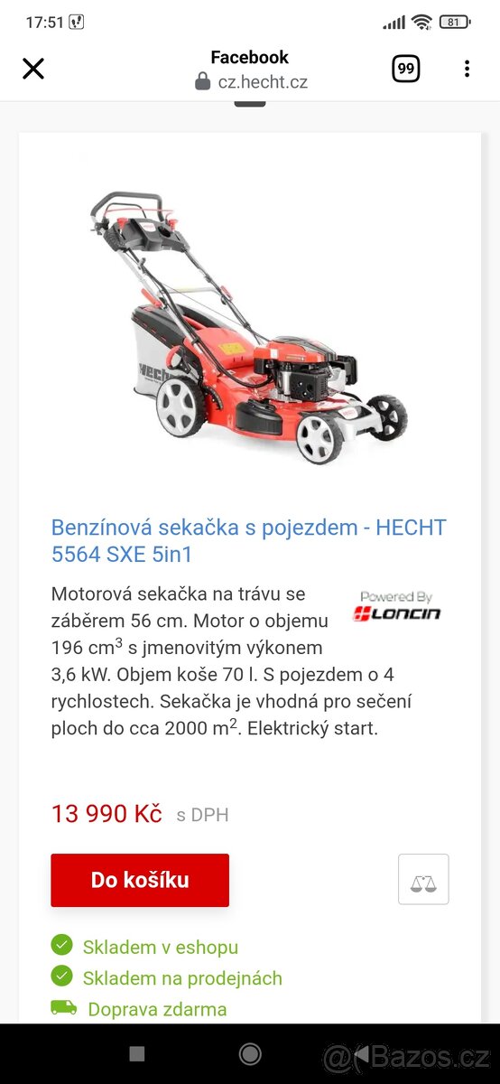 Nová benzínová sekačka HECHT 5564 SXE