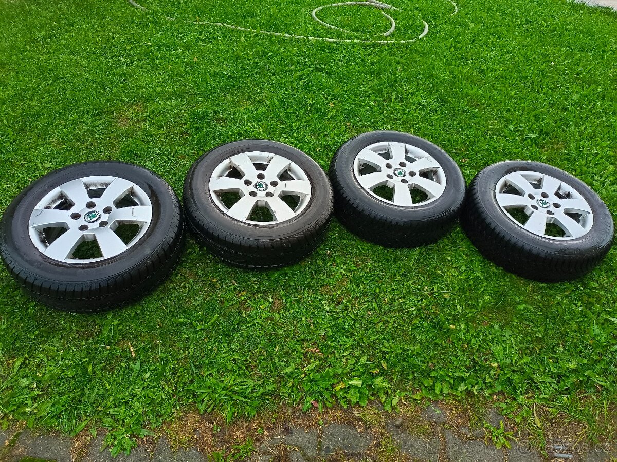 originální Alu kola Škoda Octavia 2, 15" + zimní pneumatiky