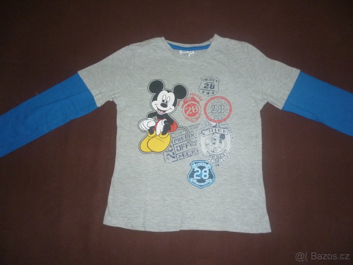 4x Trika s dlouhým rukávem s Myšákem Mickey, vel. 7 let