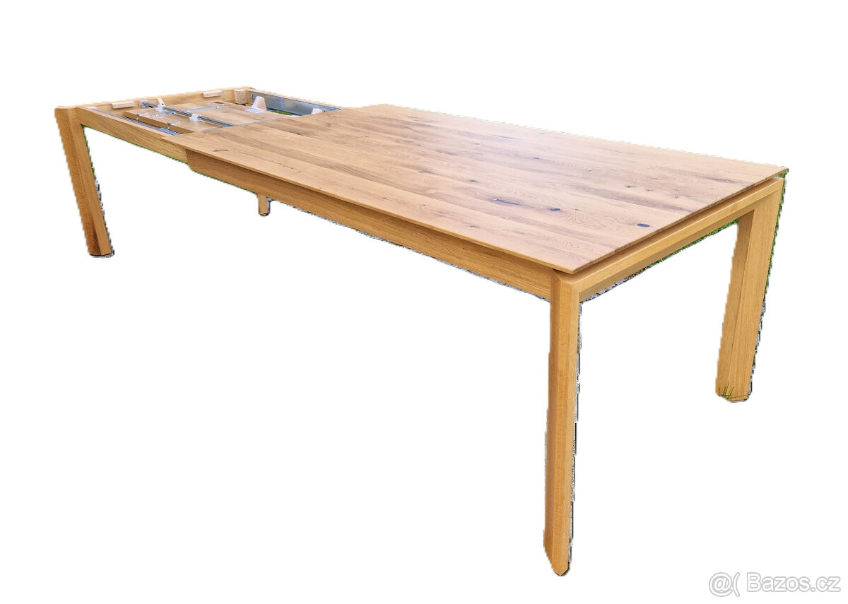 Dubový rozkládací stůl moderního vzhledu 100x180 +100cm Nový