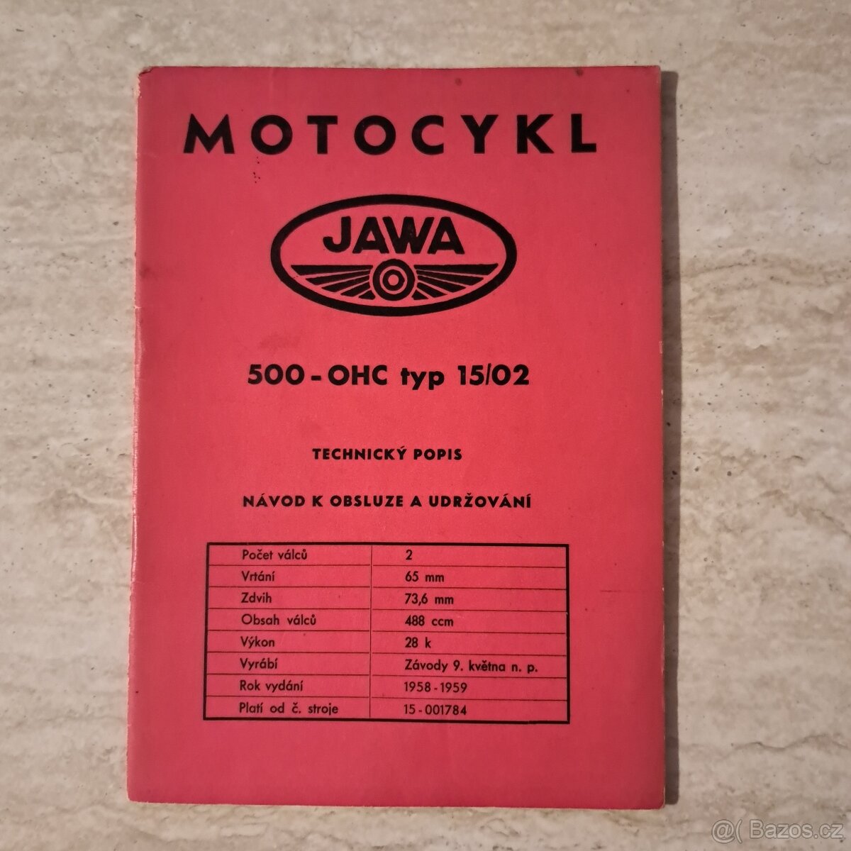 Jawa 500 OHC, originál príručka