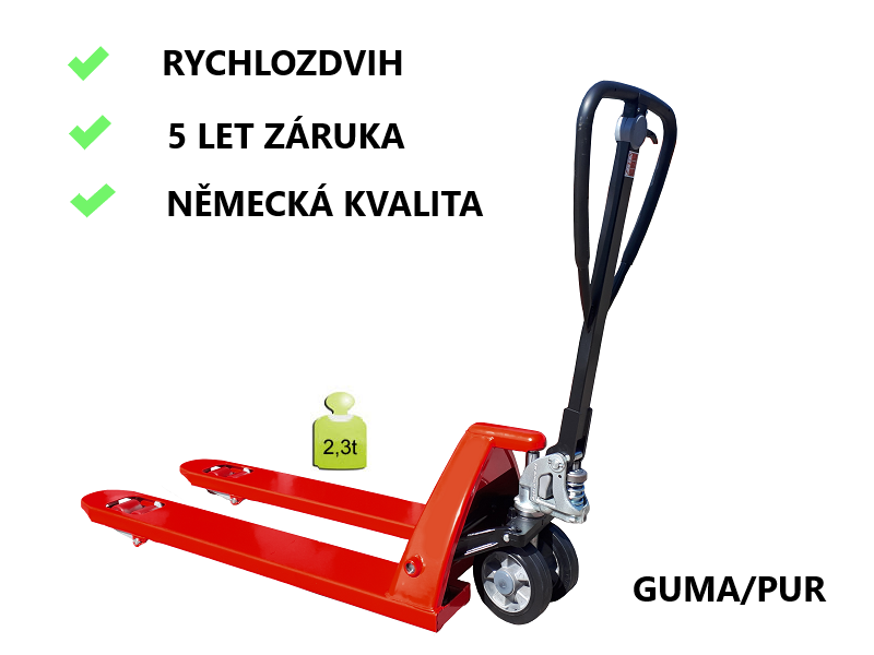 Paletový vozík GUMA/PUR - 2300 kg, evropský výrobce