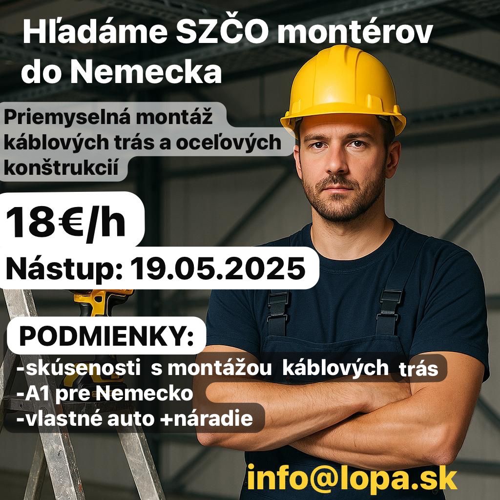 ✅Hľadáme SZČO montérov na káblové trasy ✅