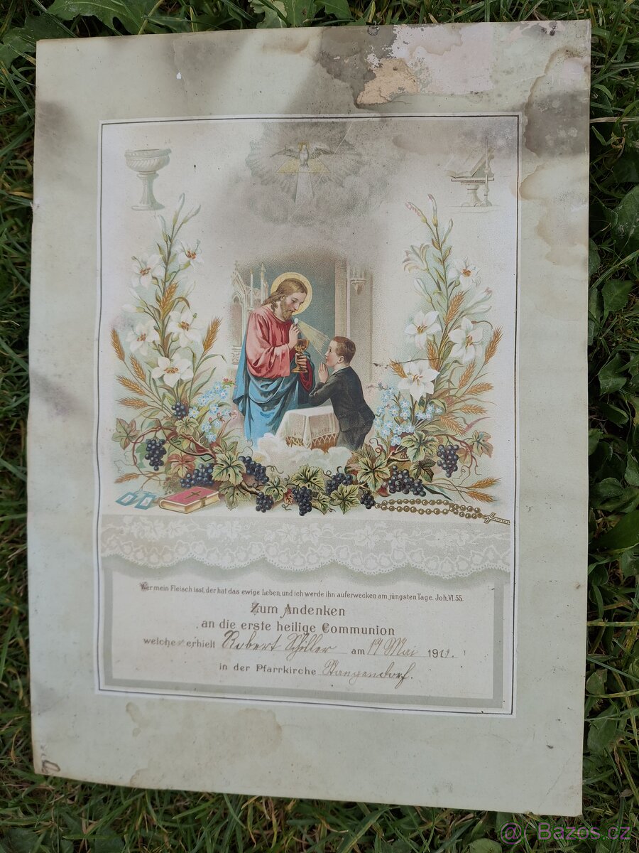 Listina svaté přijímání r. 1914