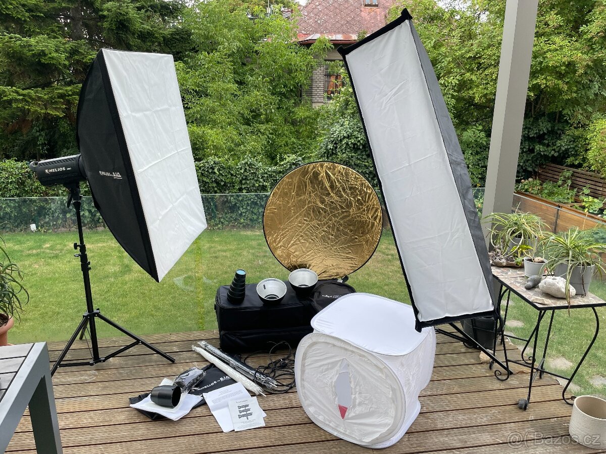 HELIOS 300C Kit - světla, softboxy, deštníky, stativy, atd.