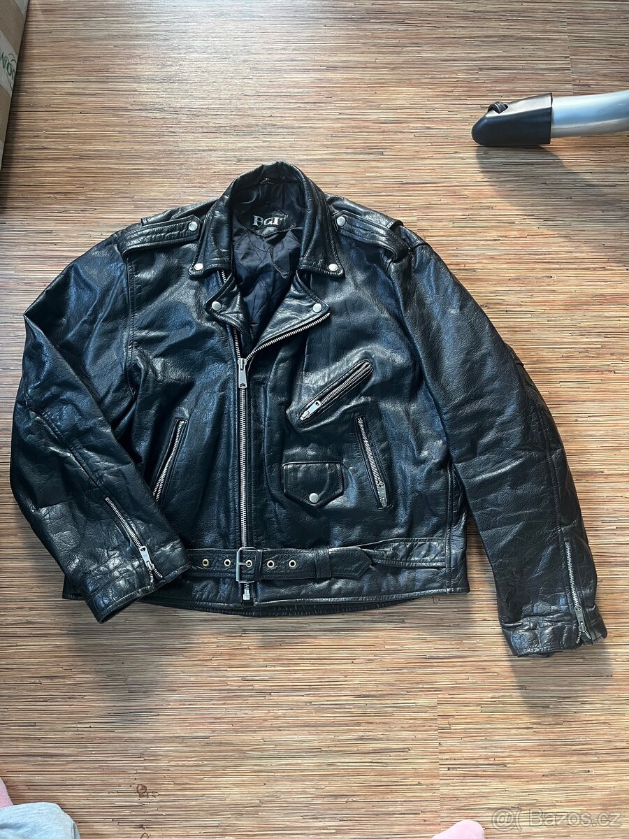 Pánská kožená motorkářská bunda