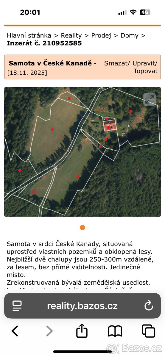 Prodej samoty v České Kanadě