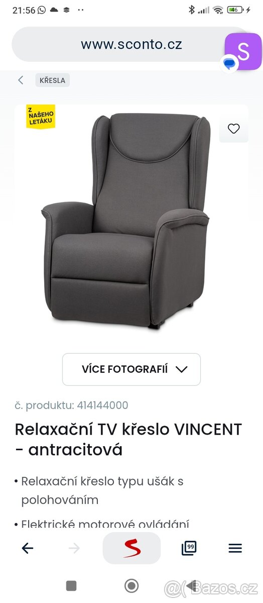 Polohovací elektrické křeslo