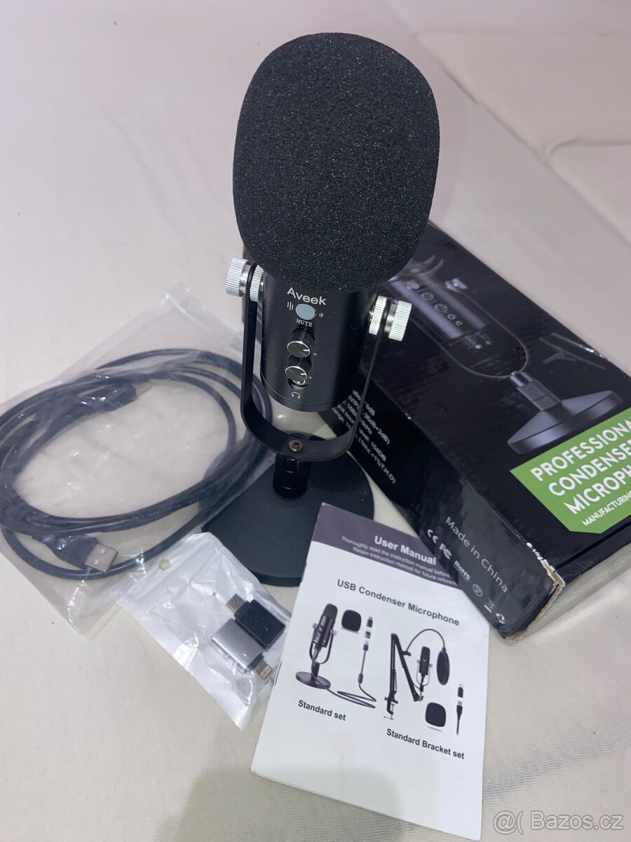 USB mikrofon Aveek – komplet balení