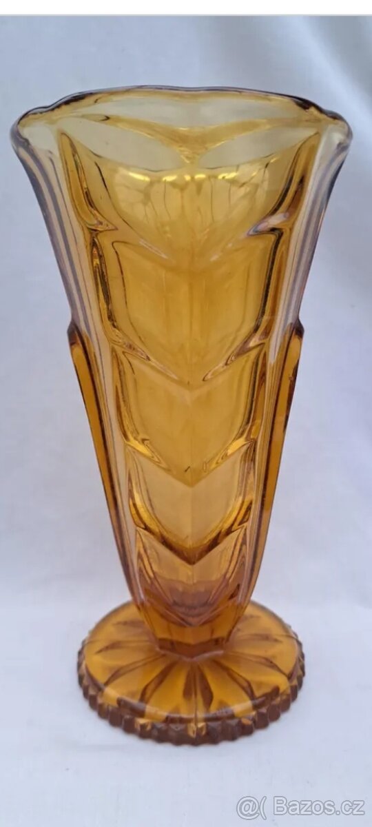 Váza art-deco ambrové sklo