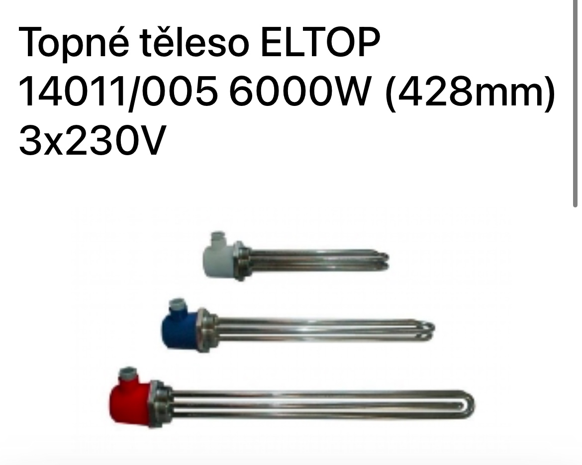 Topné těleso ELTOP 14011/005 6000W (428mm) 3x230V