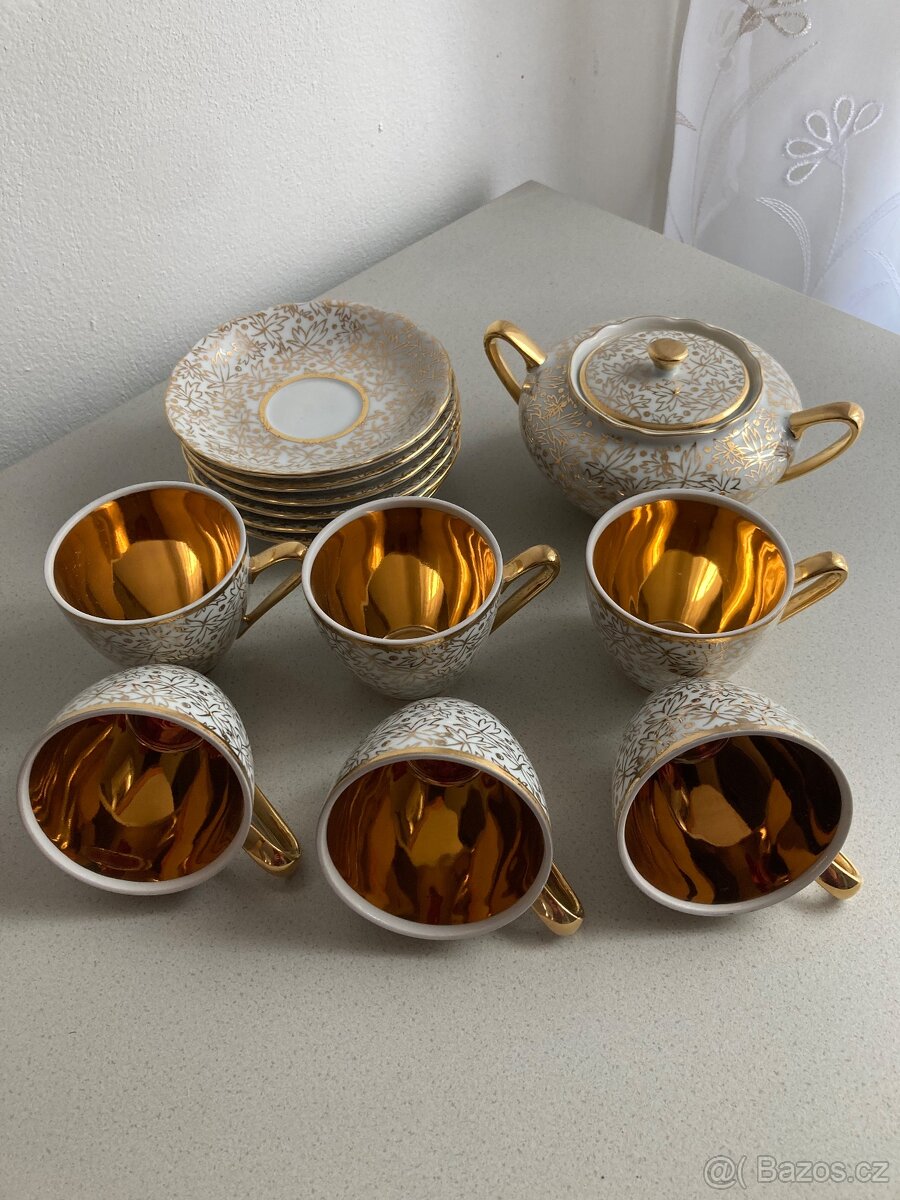 Retro porcelánová sada, kávová sada, Czechoslovakia