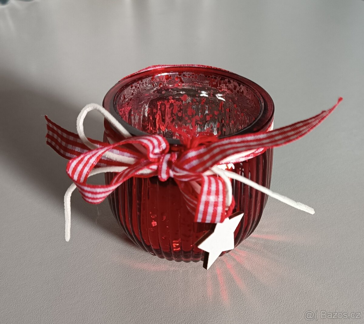 NOVÝ svícen vánoční Vánoce skleněný