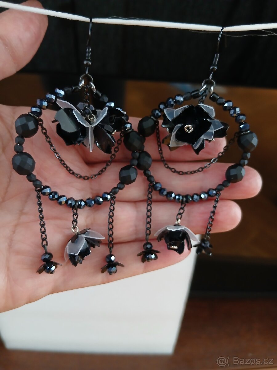 Černé kruhy bižuterie náušnice